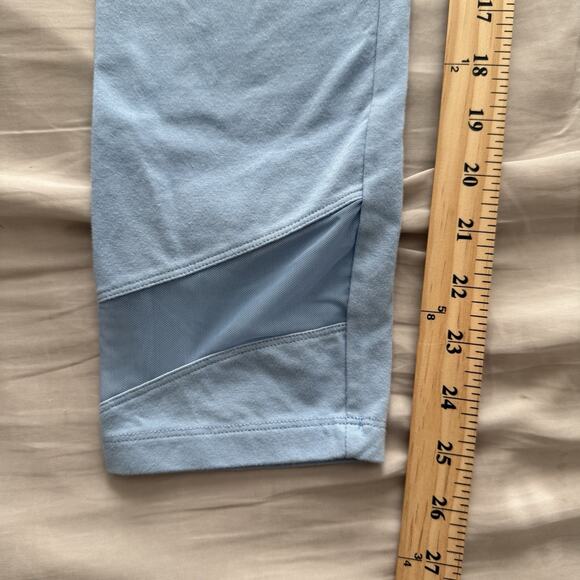 Victoria’s Secret Pink Yoga Ankle Leggings Blue Mesh Size Large Zip Pocket - Picture 4 of 12